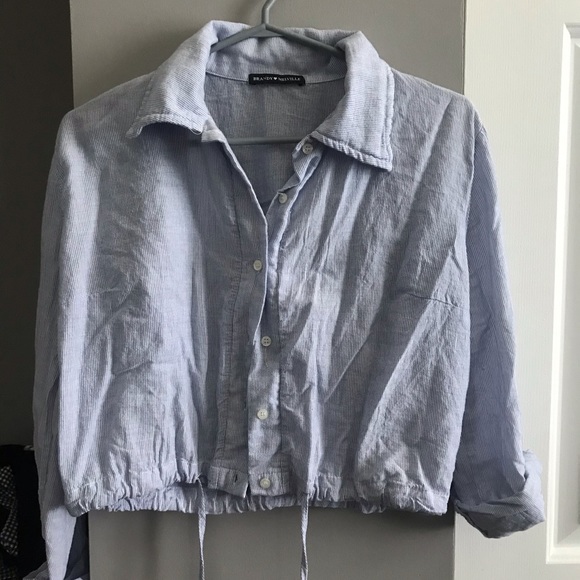 Brandy Melville Striped Button Down Tie Shirt - Picture 2 of 2